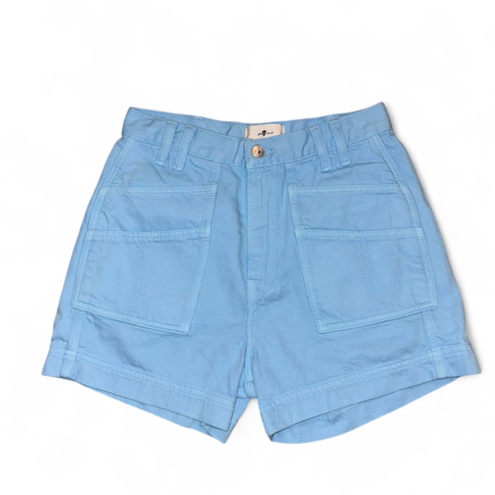 7 For All Mankind Easy Ruby Maritime Blue “Light Aqua” Shorts